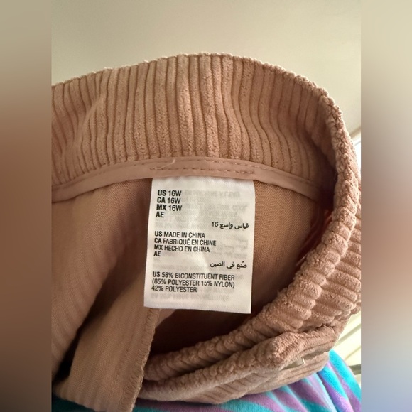 And Now This Womens Brown Corduroy Trousers 16W Straight Leg Mid Rise Pockets - Picture 6 of 9